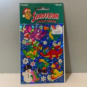 Vintage Sandylion Prismatic Dinosaur Winter Stickers